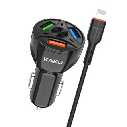 KAKU autopunjač s Lightning kabelom - 20W 4,8A QC3.0 - 3 x USB - više boja 197631