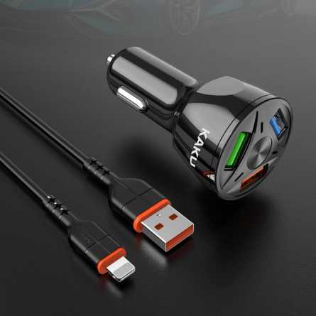 KAKU autopunjač s Lightning kabelom - 20W 4,8A QC3.0 - 3 x USB - više boja 197633