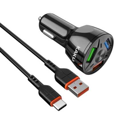 KAKU autopunjač s Type C kabelom - 20W 4,8A QC3.0 - 3 x USB - više boja 197618
