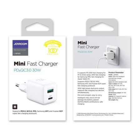 Joyroom punjač USB + USB Type C 30W PD QuickCharge 3.0 207513