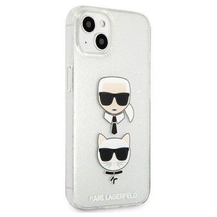 Karl Lagerfeld Glitter Karl&Choupette maskica za iPhone 13 Mini – Srebrna 190554