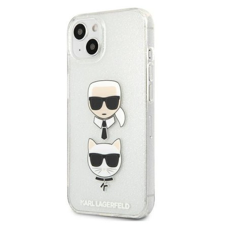 Karl Lagerfeld Glitter Karl&Choupette maskica za iPhone 13 Mini – Srebrna 190558