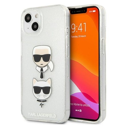Karl Lagerfeld Glitter Karl&Choupette maskica za iPhone 13 Mini – Srebrna 190559