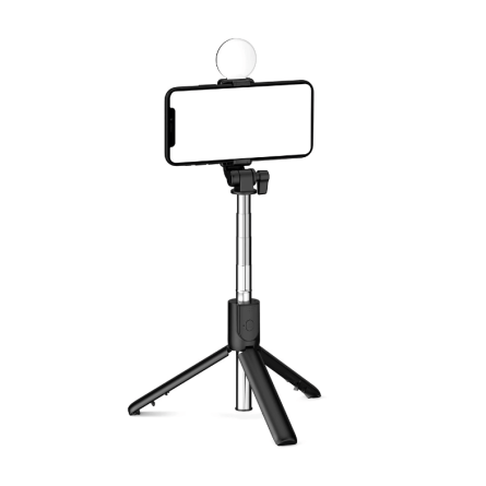 Univerzalni Teleskopski Selfie Stick s tripodom i lampom - crni 260808