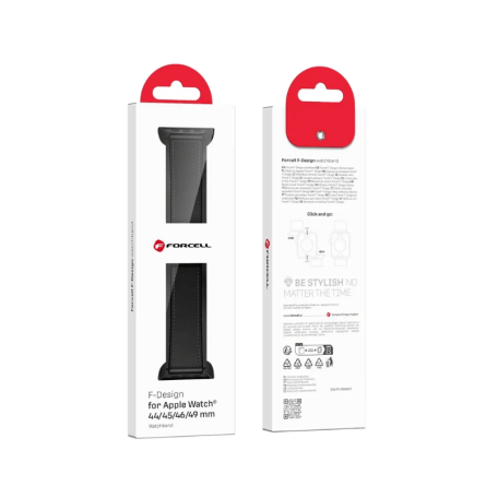 Forcell magnetni remen od eko kože za Apple Watch 42 / 44 / 45 / 49 mm – crni 262542