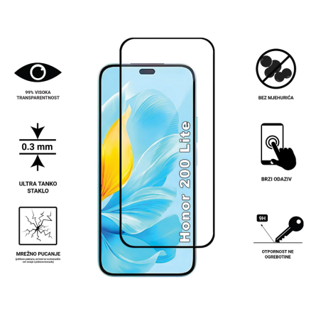 Zaštitno Staklo za ekran za Honor 200 Lite (3D) - (Prozirno sa crnim rubovima) 248730