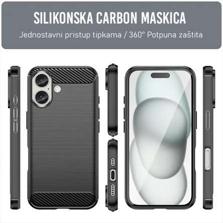 Silikonska Carbon Maskica za iPhone 16 256288