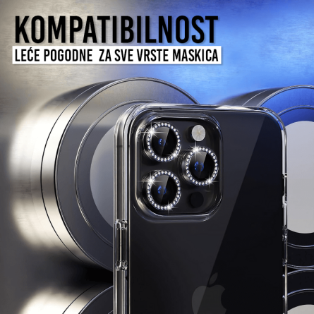 Zaštitno Staklo za Kameru sa cirkonima za iPhone 16 Pro Max 260495