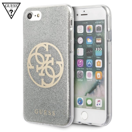GUESS Glitter 4G Circle Maskica za iPhone 7 / 8 / SE 2020 – Srebrna 108669