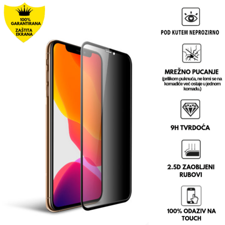 Zaštitno Staklo za ekran za iPhone X / XS (3D) - Privacy-AntiSpy 125415