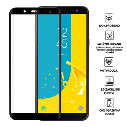 Zaštitno Staklo za ekran za Samsung Galaxy J6 (2018) (3D) - (Prozirno sa crnim rubovima) 34069