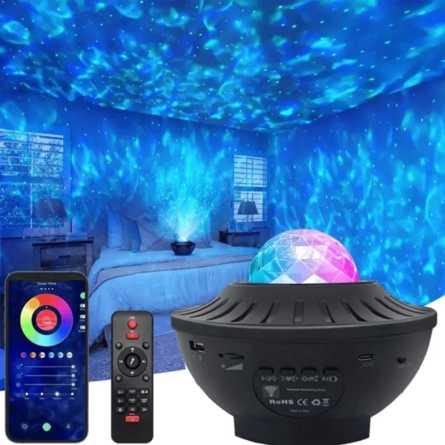 Projektor STARS LED / Disco s bluetooth zvučnikom + daljinski upravljač - Crni 261840