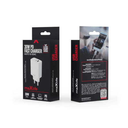 Maxlife zidni punjač PD QC - USB + Type C - 30W 243083