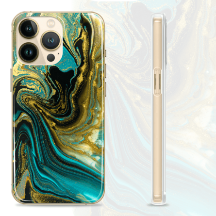 Silikonska Maskica za mobitel - Zlatno zeleni proliveni marble - MBL30 239041