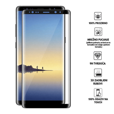 Zaštitno Staklo za ekran za Galaxy Note 8 (3D) - (Prozirno sa crnim rubovima) 34040