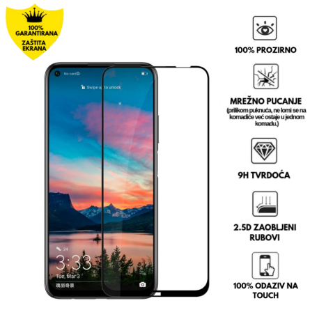 Zaštitno Staklo za ekran za Huawei P40 Lite (3D) - (Prozirno sa crnim rubovima) 98346