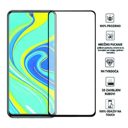 Zaštitno Staklo za ekran za Xiaomi Redmi Note 9 Pro / 9s / 9 Pro Max (3D) - (Prozirno sa crnim rubovima) 107989