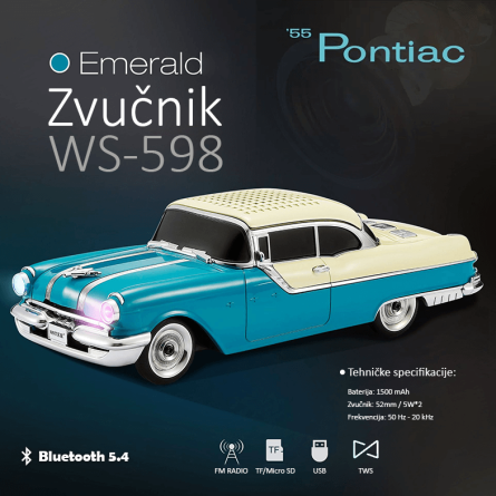 Retro Autić bluetooth zvučnik - Plavi 256988
