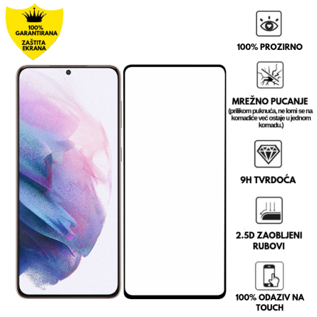 Zaštitno Staklo za ekran za Samsung Galaxy S21 Ultra (3D Zaobljeno) - (Prozirno sa crnim rubovima) 132294