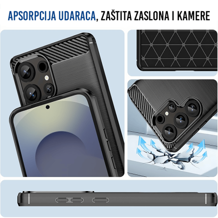 Silikonska Carbon Maskica za Samsung Galaxy S25 Ultra - Crna 256519