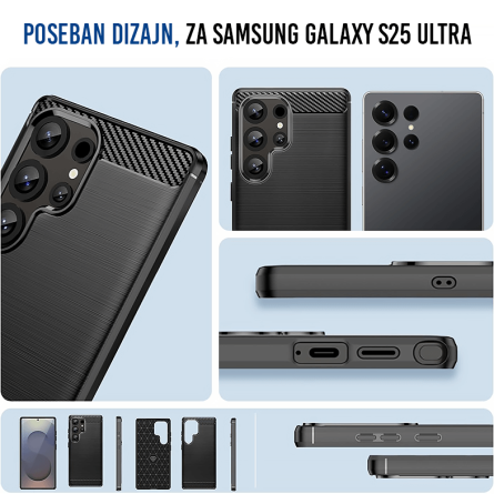 Silikonska Carbon Maskica za Samsung Galaxy S25 Ultra - Crna 256520