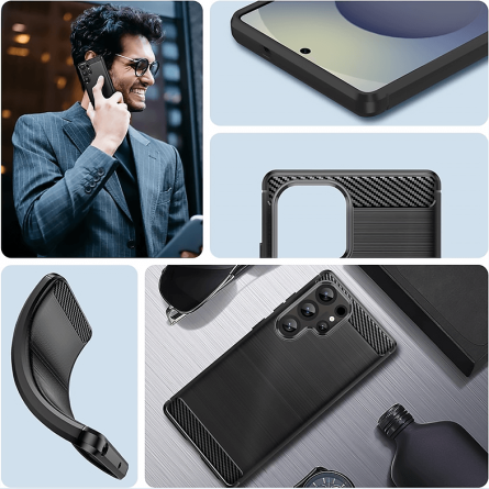 Silikonska Carbon Maskica za Samsung Galaxy S25 Ultra - Crna 256524