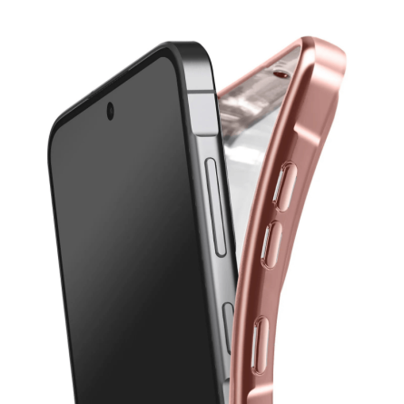 MagSafe Prozirna Silikonska maskica sa rose gold rubovima za Samsung Galaxy S25 Plus 265642