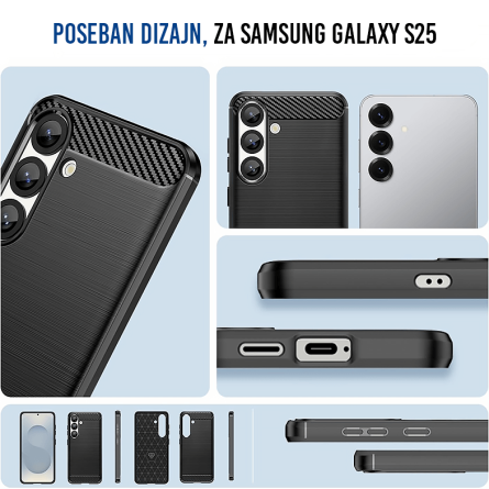 Silikonska Carbon Maskica za Samsung Galaxy S25 Plus - Crna 256535