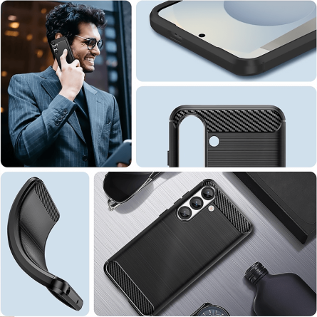 Silikonska Carbon Maskica za Samsung Galaxy S25 Plus - Crna 256537