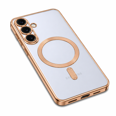 MagSafe Prozirna Silikonska maskica sa zlatnim rubovima za Samsung Galaxy S25 Plus 265689