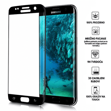 Zaštitno Staklo za ekran za Samsung Galaxy S6 Edge (3D zaobljeno) - (Prozirno sa crnim rubovima) 121372