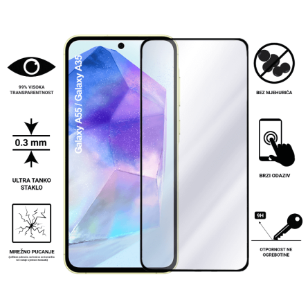 Zaštitno Staklo za ekran za Samsung Galaxy A35 / A55 (3D) - (Prozirno sa crnim rubovima) 229919