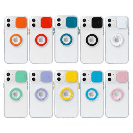Prozirna Ring Silikonska Maskica s zaštitom za kameru za iPhone 11 Pro - Više boja 136926