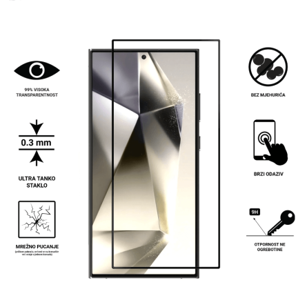 Zaštitno Staklo za ekran za Samsung Galaxy S24 Ultra (3D) - (Prozirno sa crnim rubovima) 241902