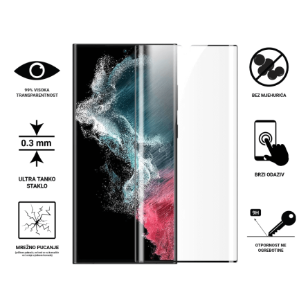 Zaštitno Staklo za ekran za Samsung Galaxy S23 Ultra (3D zaobljeno) - (Prozirno sa crnim rubovima) 241845