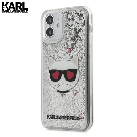 Karl Lagerfeld Glitter Choupette maskica za iPhone 12 Mini – Srebrna 108886