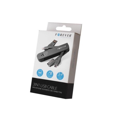 Forever 3u1 USB kabel s priključcima za iPhone 4, iPhone 5 i Micro USB 243195