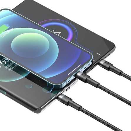 XO 3u1 USB kabel - Type-C + Lightning + MicroUSB - 120cm - 66W 228021