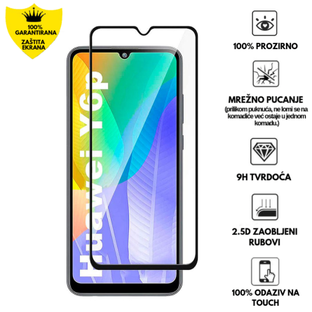 Zaštitno Staklo za ekran za Huawei Y6p (3D) - (Prozirno sa crnim rubovima) 125166