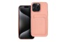 Silikonska maskica s pretincem za kartice za iPhone 15 Pro Max - Roza 224044