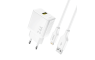 Dudao GaN zidni punjač 2.4A – USB + Lightning kabel – bijeli 264677