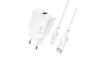 Dudao GaN zidni punjač 2.4A – USB + Type-C kabel – bijeli 264827