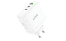 HOCO zidni strujni adapter PD QC GaN - 1x USB - 2x Type C utor (65W) - bijeli 247196